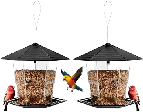 Jealoeur Outdoor Hanging Bird Feeder - Black 2 Pack Wild Bird Seed