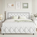 BarnFurin Full Size Bed Frame,Princess Platform Bed with Diamond Headboard