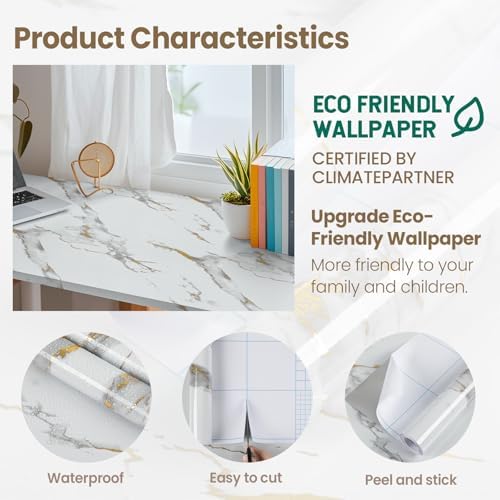 Marble Contact Paper Gold Peel and Stick Wallpaper for Kitchen Countertop
