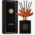 Black Reed Diffuser Sticks in Oil Set with Rustic Amber Scent | Long-Lasting Reed Diffusers for Home, Office & Bedroom Decor Fragrance Diffuser | BunnyTail Orange Dried Flowers | (5 oz)