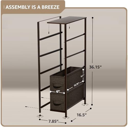 Sorbus 5-Drawer Narrow Dresser for Bedroom (Brown)