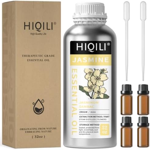 HIQILI Jasmine Essential Oil for Diffuser, Hair & DIY Perfume