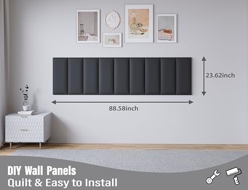 Peel and Stick Upholstered Headboard Full Size, 6 Panels