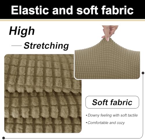 U-NICE HOME 3 Pieces Stretch Loveseat Couch Cover, Sand
