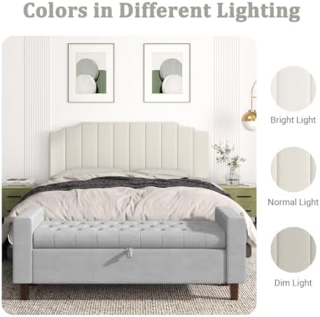 Befurtori King Size Headboard Only, Velvet Wall Mount Headboard, Cream