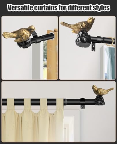 Bird-Shaped Decorative Curtain Rod Finials, 1 or 7/8 Inch, Easy Install, Set of 2 – Gold
