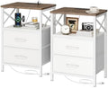Huuger Nightstand Set of 2 with Charging Station, USB-C Port, End Tables