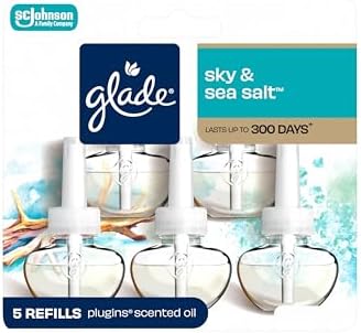 Glade PlugIns Air Freshener Refills, Sky & Sea Salt, 5 Count
