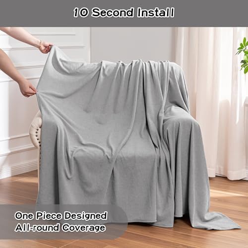 MEETSKY Small Couch Cover Oversized Armchair Sofa Covers Washable for Dogs Single Recliner Sofa Slipcover, Cat Scratch Proof Soft Sofa Throw Protector for Pets, 71" x 91", Light Grey