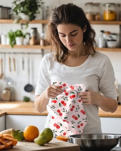 Miss Adola Cute Kitchen Towels Set of 2, 18 x 26 Inch, Cherry