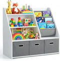 Montessori Bookshelf Toy Storage Organizer for Kids & Toddlers – Front-Facing Display with Removable Fabric Bins, Keeps Playroom Tidy, Perfect for Preschoolers, Space-Saving 32"W x 16"D x 32"H