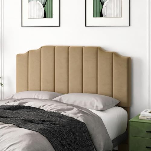 Befurtori Queen Size Headboard Only, Linen Wall Mount Headboard, Brown