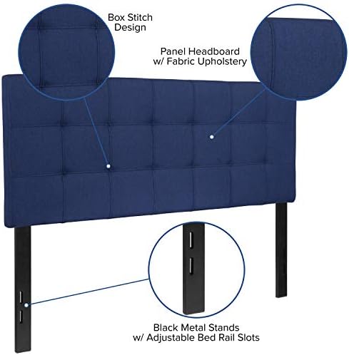 EMMA + OLIVER Navy Full Quilted Tufted Headboard