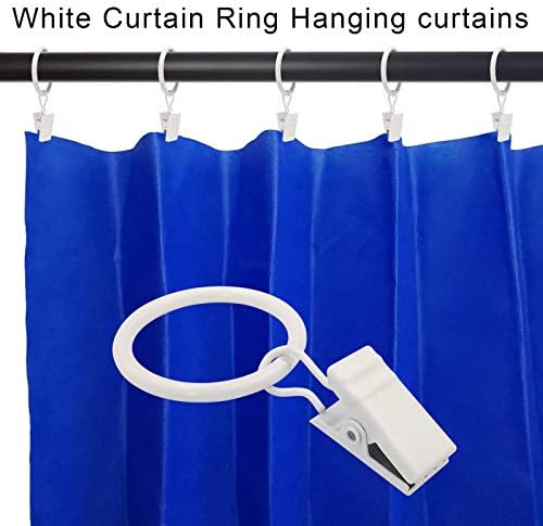100 Pack Metal Curtain Rings with Clips, 1 in ID, White