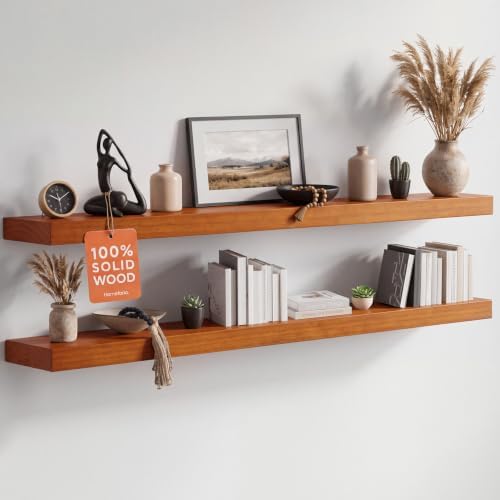 Homeforia 48 Inch Floating Shelves, High-End Solid Pine Wood, Set of 2