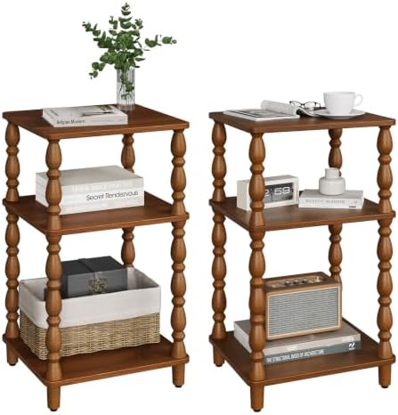 Yoobure Small Side Table - Vintage End Tables Living Room Set of 2, Walnut