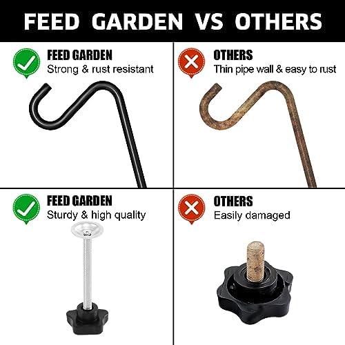 FEED GARDEN 2 Pack 29 Inch Adjustable Deck Hook,Solid Steel Deck Hangers for Bird Feeders,Lanterns, Flower Basket and Suet Baskets with Clamp,Black
