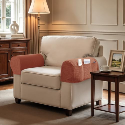 SUBRTEX Stretch Couch Arm Covers Set of 2, Non-Slip Sofa Armrest Slipcovers