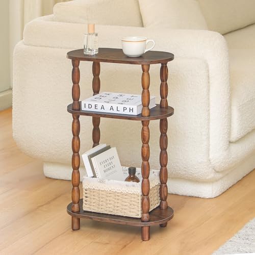 MaxSmeo Small Narrow Side Table, 3-Tier Narrow Nightstand for Small Space