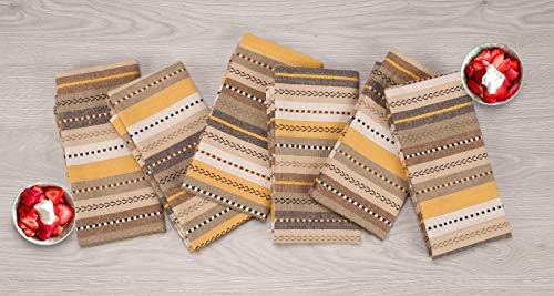 Lightnpro Salsa Stripes Cloth Napkins Set of 12, 18x18 Inch, Beige Multi