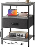 SUPERJARE Nightstand with Charging Station, USB-C Port, Bedside Table