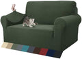 ZNSAYOTX 1 Piece Jacquard Couch Covers for 2 Cushion Couch High Stretch Loveseat Slipcover for Pets Dogs Anti Slip Love Seat Sofa Slipcover Furniture Protector (Loveseat, Army Green)