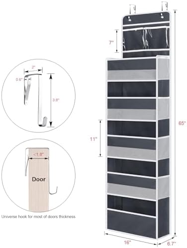 Univivi Over the Door Organizer for Baby Essential, 6-shelf, Dark Grey