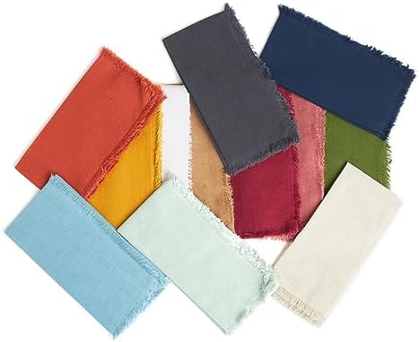 ACCENTHOME Blue Cotton Linen Napkin Set of 12 18x18 inch Dinner Napkins