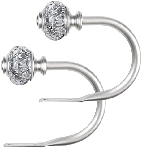 USFOOK Silver Curtain Holdbacks, Decorative Drapery Tiebacks, 2 Pack/1 Pair