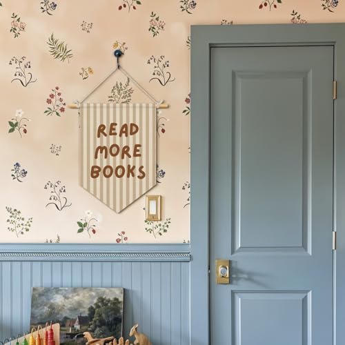 Classroom Reading Nook Decor, Read More Books Pennant Flag for Reading Corner Classroom Library 15x11 Inch - Brown