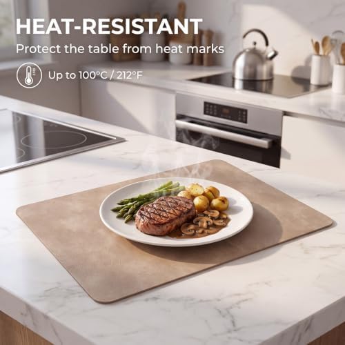 ADRIMER Fall Placemats Set of 4, Heat Resistant Faux Leather, Apricot