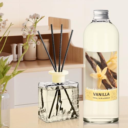 STRN Vanilla Reed Diffuser Oil Refill, Scented Diffuser with Stick 500ML
