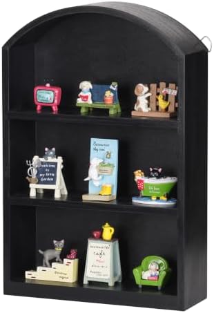 9"x13.5" Small Arched Trinket Display Shelf Shadow Box, Black