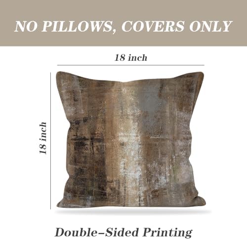 Throw Pillow Covers for Couch, 18x18 Inch, Set of 2, Taupe