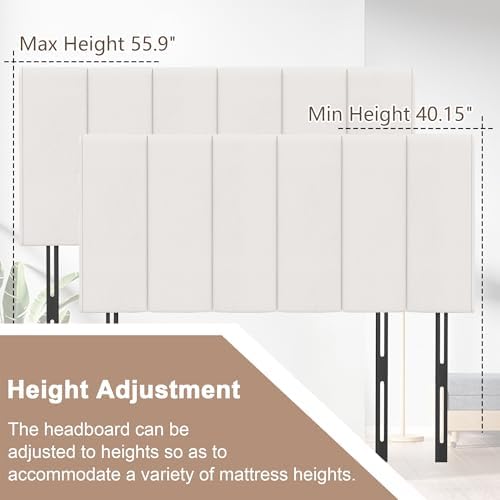 HAOBO Home Upholstered Queen Headboard Only, Modern Faux Leather Panel White