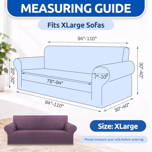 KEKUOU Stretch Oversized Couch Covers for Sofa Slipcover,Dark Purple