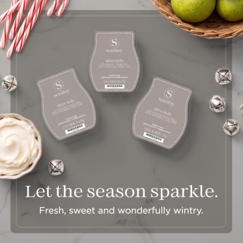 Scentsy Wax Melts, Silver Bells 3 Bar Set, Paraffin Wax Cubes, 7.8 oz