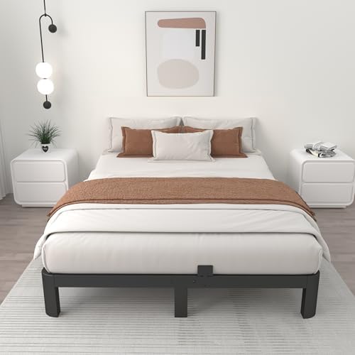 ITIMIDI 4 Inch Queen Platform Bed, Heavy Duty Steel, No Box Spring, Black