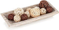 Hanobe Solid Wooden Decorative Bowl for Coffee Table Entryway Decor, White