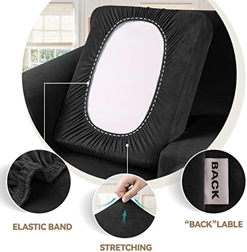 WEERRW Velvet Stretch 2 Pieces Chair Sofa Slipcovers Washable, Black