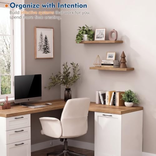 Elm Floating Shelves 24 Inch, Wooden Wall Shelves for Bathroom