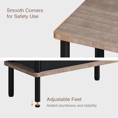 Narrow Side Table with Fabric Basket, Set of 2 End Table for Small Spaces, Slim Nightstand with 3-Tier Storage Shelf, Sofa Beside Table, for Living Room, Bed Room, Natrual Walnut
