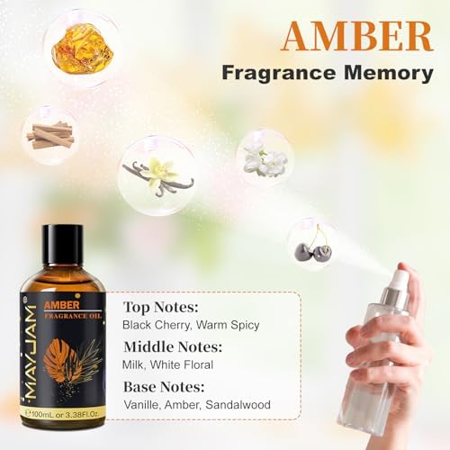MAYJAM Amber Fragrance Oil Essential Oils for Diffusers, 100ML/3.38FL.OZ