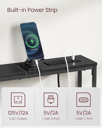 VASAGLE 39.4" Console Table Set of 2, Couch Tables with Outlets for Sofa
