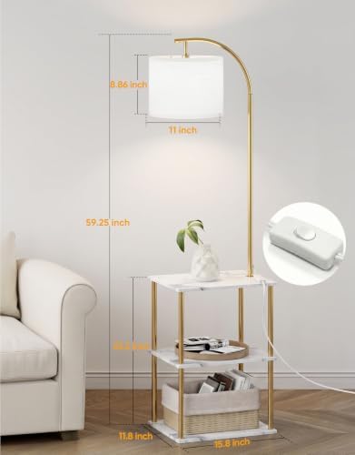 Floor Lamp with Table 2-Pack, Nightstands End Side Table for Living Room
