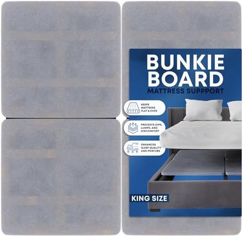 Greaton, Premium 38mm Split Wood Bunkie Board for King Size Bed - 4-Piece Under Mattress Support Board, Fully Assembled, Fabric Ventilation Cover - Replaces Wooden Slats or Box Spring for Bed Frames