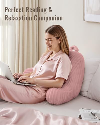 Blissful Diary Reading Pillow for Bed, Backrest Pillow, Plush Pink