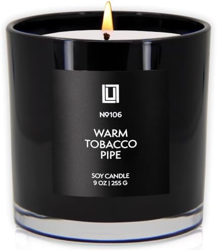 Lulu Candles | Warm Tobacco Pipe | Luxury Scented Soy Jar Candle | Hand Poured in The USA | Highly Scented Long Lasting (9 Oz.)