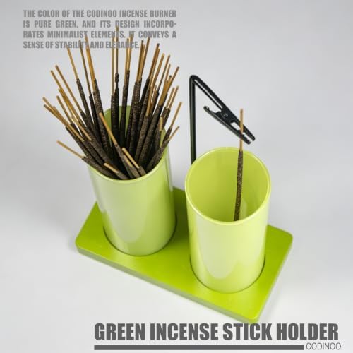 2 in 1 Incense Holder for Sticks,Glass Incense Burner Holder with Storage,Upside Down Incense Holder for Sticks with Glass Ash Catcher for Meditation Yoga Spa Room Home Decor[2 Long Light Green]