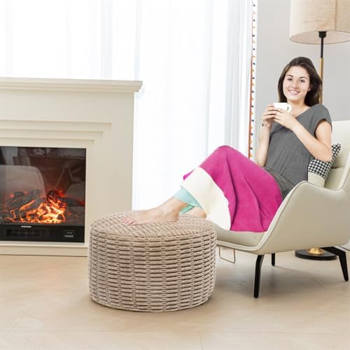 Asuprui Pouf Ottoman Round Foam Filled Foot Rest Stool Floor Pouf Footrest